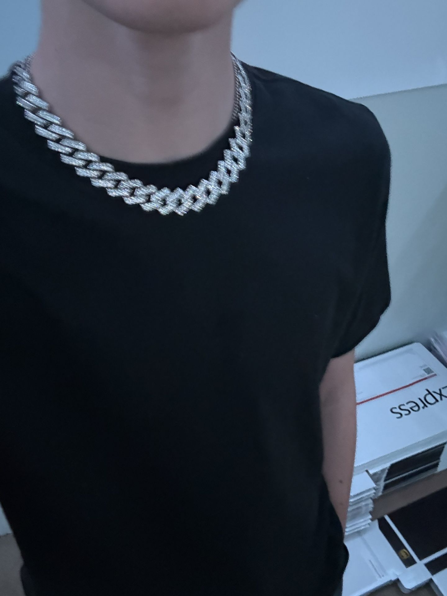 Iced out Silver Cuban necklace and bracelet 