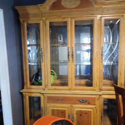 Beautiful Pecan Wood Hutch Very Heavy 93 Inches Tall 63 Wide 2 Pieces