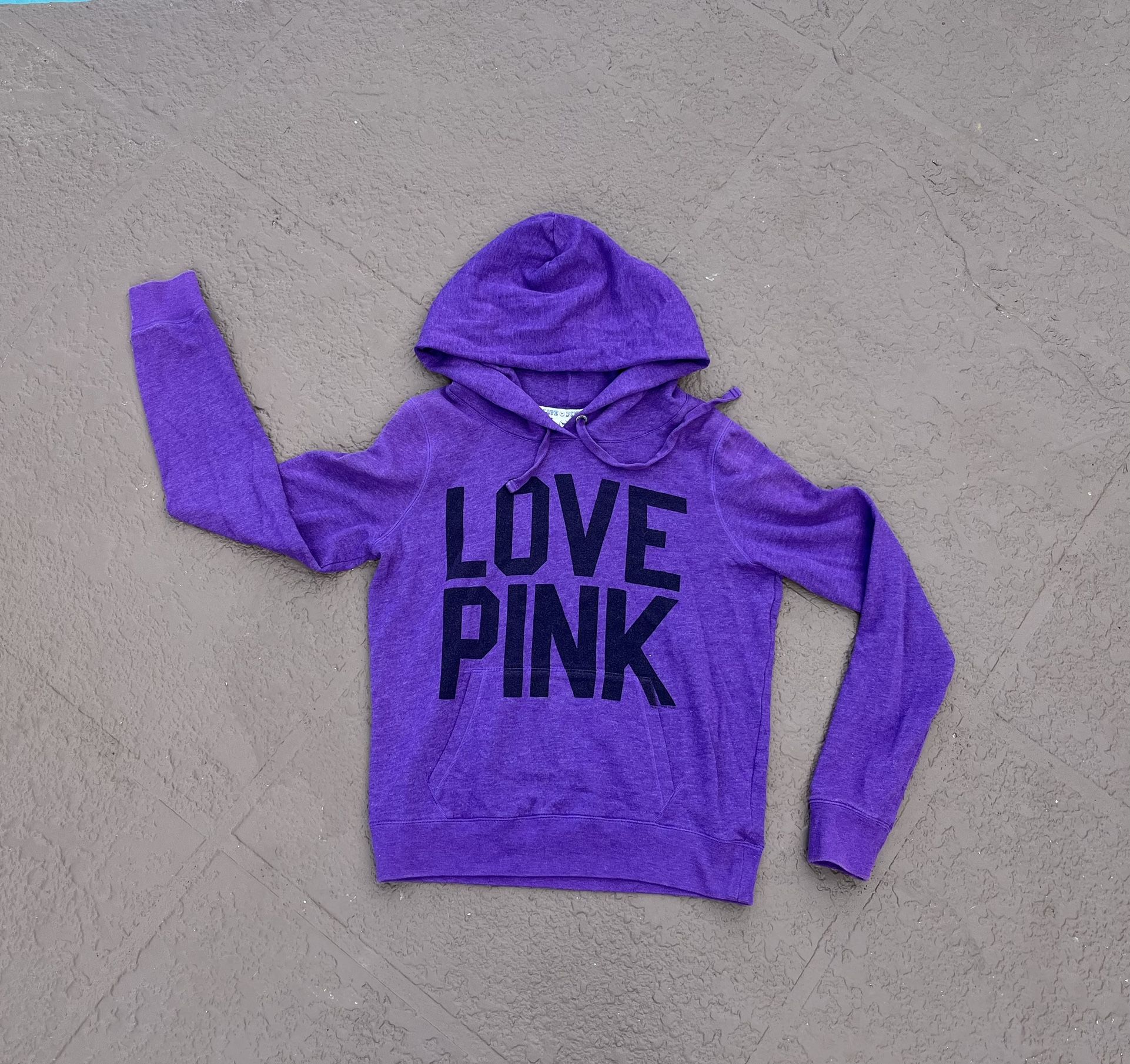 EUC Victoria’s Secret PINK Hoodie Sweater, purple, “Love Pink”, size medium