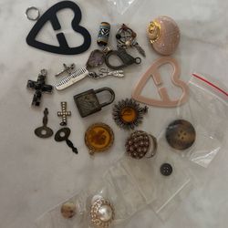 Assorted Charms, Beads, Ring, Buttons