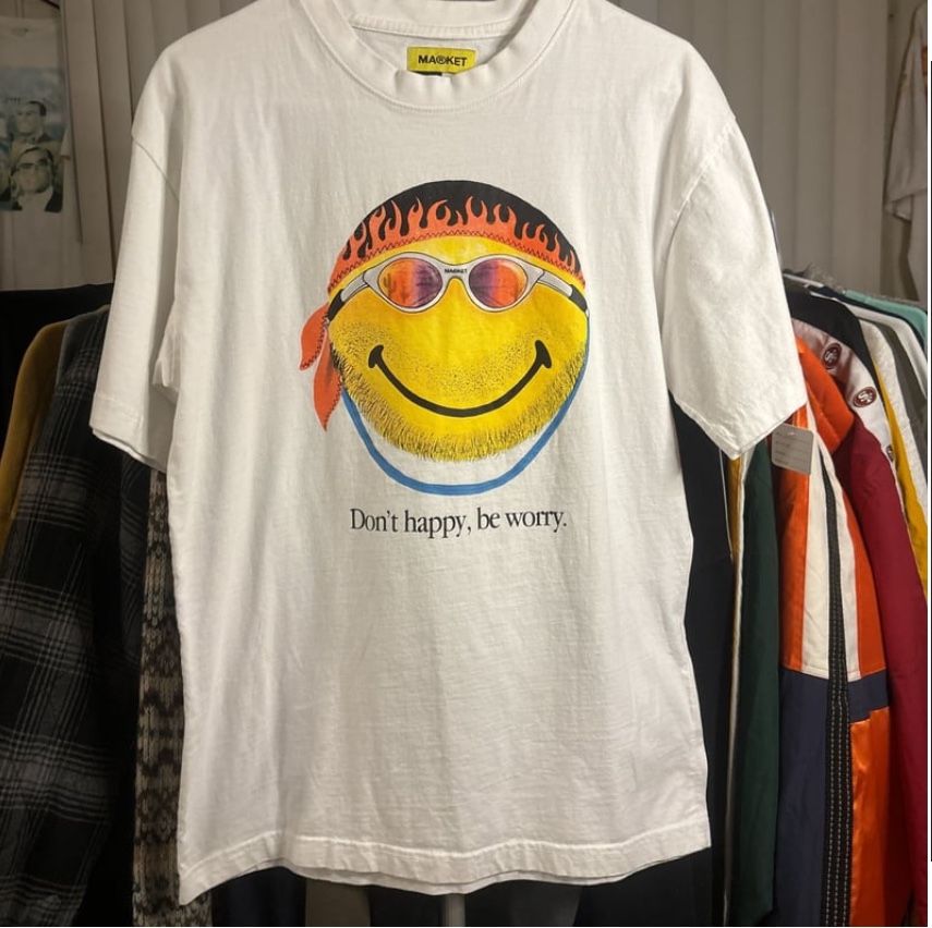 MARKET 'Don't Happy, Be Worry' Smilie Face Graphic T-Shirt