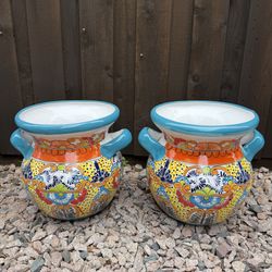 Mexican Talavera Planters. Pottery, Clay Pots.