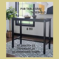 New Threshold Pub Table Wood Gray Wash 