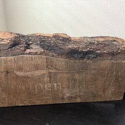 Wood open bar sign