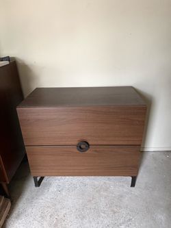 Dark brown 2-drawer dresser 31”w x 27.5”T
