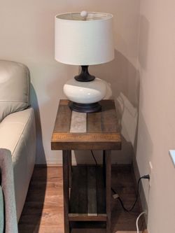 Two Living Room End Tables and Two Lamps