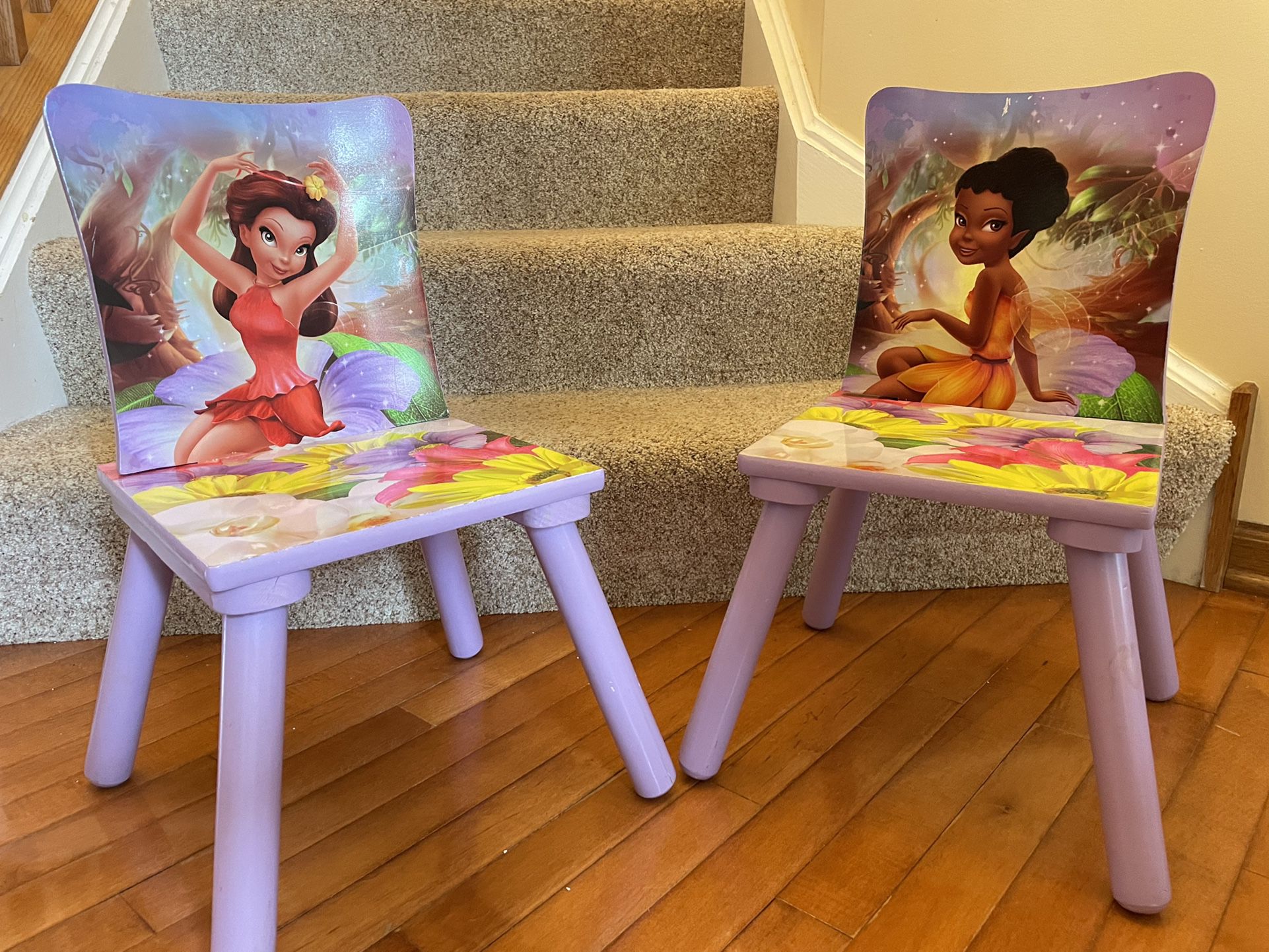 (2) Wood Toddler Chairs - Tinkerbell & Friends