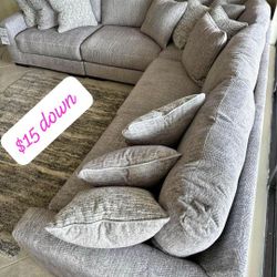 $10 Down Finance Reclining Sectional Sofa Loveseat Bedroom Set Queen Or King Bed Matress Dining Table 