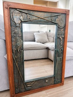 Golf wood mirror with metal inlay