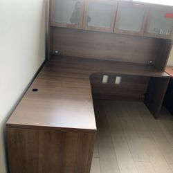 Desk L Shape With Hutch Walnut 72”x66”
