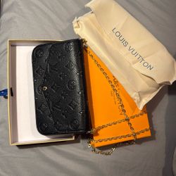 Louis Vuitton Black Monogram Leather Crossbody Bag w/ Chain