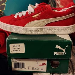 Red & White Suede PUMA Sneakers