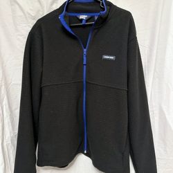 Lands End Jacket Adult Large Black Full Zip Fleece Long Sleeve Mens
