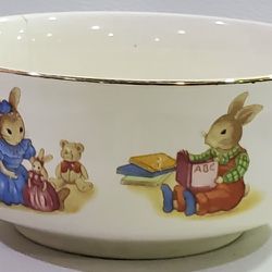 VTG Mount Clemens  Pottery  Bowl Child's Set Li'l Bunny Collection Rabbits READ DESCRIPTION!