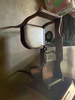 Antique phone table booth chair