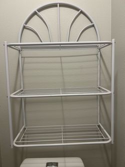 White Metal Wire Over-the-Toilet Shelf Rack