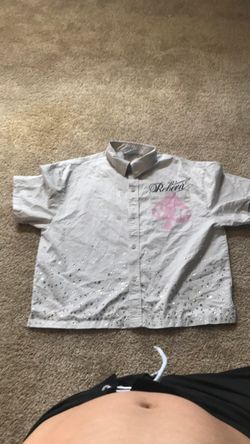 Reborn Rhinestone Button-Up Short Sleeve Shirt
