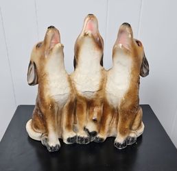 Vintage Folk Art Howling Coyote Pups