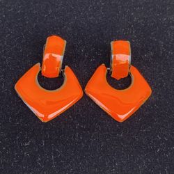Vintage Orange Door Knocker Metal Earrings