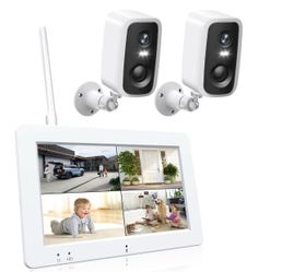 Wireless Security Camera System with 7" Touchscreen Monitor & 2PCS 4MP Security Cameras 2-Way Audio