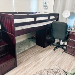 Loft Bed w/ Desk + Storage!