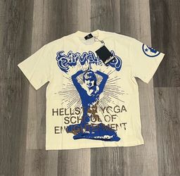 Hellstar Premium Cream and Blue T Shirt Brand New