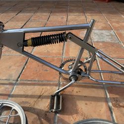 Vintage BMX 1975' Dan Gurney Monoshock Nickel Finish Frame & Forks