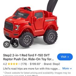 Red Ford Raptor Push Car