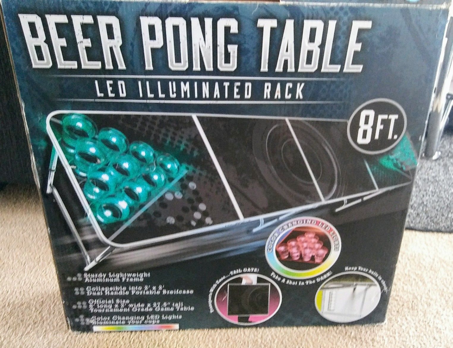 8 FT LED Beer Pong Table