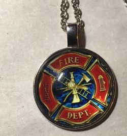 Fire Fighters Cabochon necklace/rear view mirror