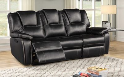 BLACK OR GREY FAUX LEATHER RECLINER SET. FINANCING AVAILABLE
