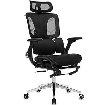 Ergonomic Mesh Office Chair with 4D Armrests, High Back Desk Chair Computer Gaming Chairs with Footrest, Adjustable 3-Zone Dynamic Lumbar Support, Erg