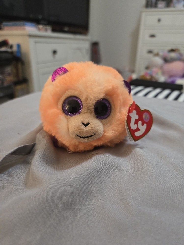 New. Ty. Puffies. Coconut The Monkey. 