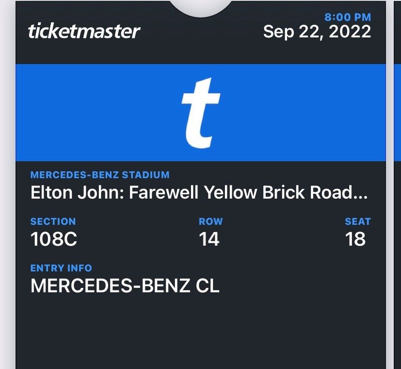 Elton John Atlanta Club Level - $550 Each