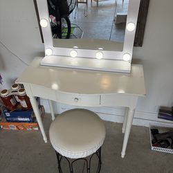 Vanity with mirror and light