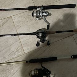 Three rod and reel combos 