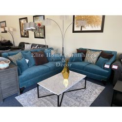 Usa Made Teal Sofa And Love Seat *Lifetime Warranty On Cushions*