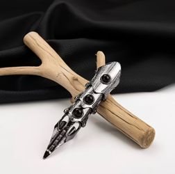 Silver Gothic Armor Knuckle Ring