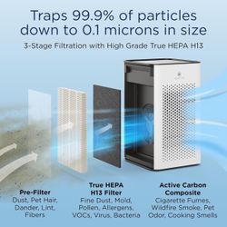 Medify MA-25 Air Purifier with True HEPA H13 Filter | 825 ft² Coverage in 1hr for Allergens, Smoke, Wildfires, Odors, Pollen, Pet Dander | Quiet 99.9%