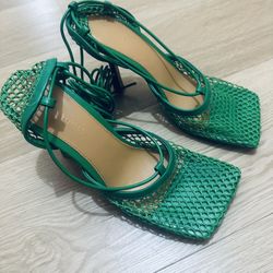 Bottega Veneta Mesh Green Heels 