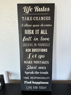 Life Rules Plaque, Home Decor