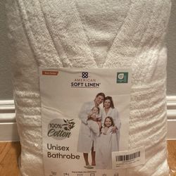 NEW American Soft Linen 100% Cotton Robe, Unisex, Size L/XL