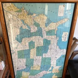 Vintage United States Map Framed George F Cram 