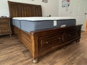 Queen sleigh bed and mattress