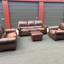 Brown Leather Couch Set - Free Delivery! 