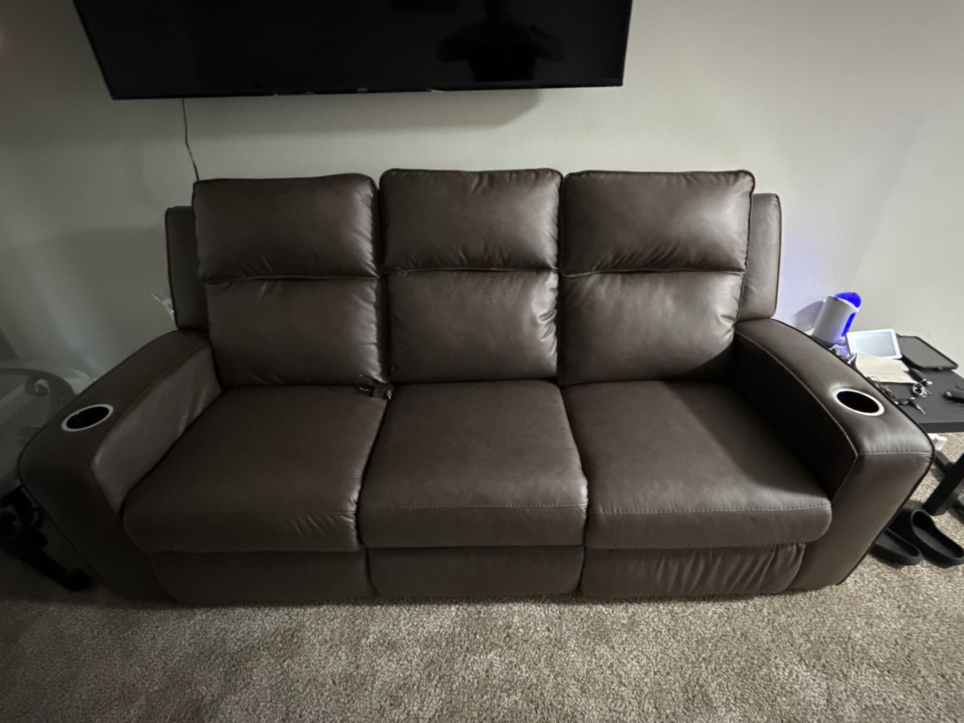 Brown Reclining Sofa