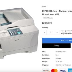 Canon ImageCLASS Mono Laser Printer Fax