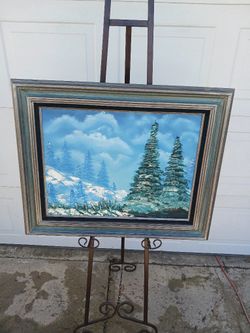 Vintage Framed La Mirada Young Artist  Snow Trees And Fence Signed Mike Bartee