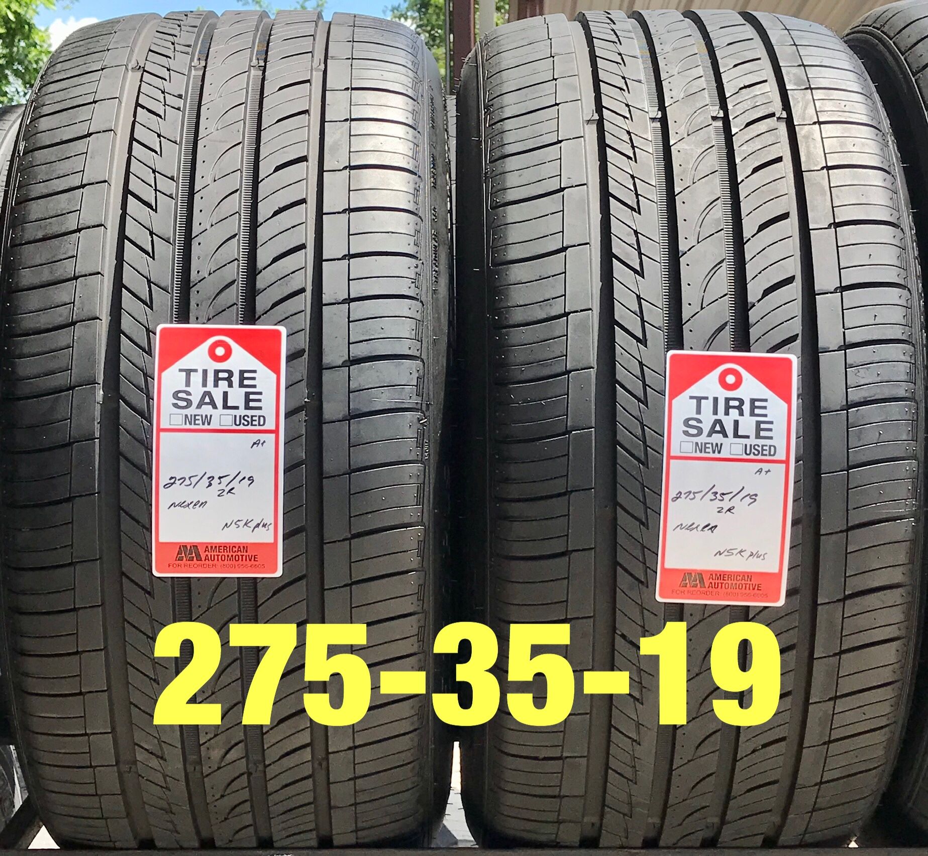 2 used tires 275/35/19 Nexen N5K (A+)