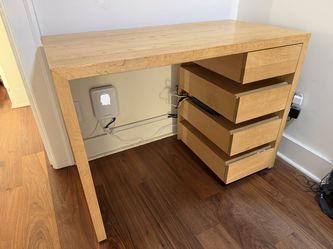 Solid Oak Desk with Storage Drawers
